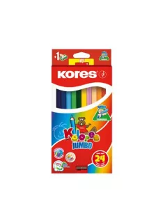   KORES Színes ceruza készlet, háromszögletű, jumbo, KORES "Kolores Jumbo", 24 különböző szín