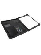 Konferencia mappa, A4, műbőr, számológéppel, fekete