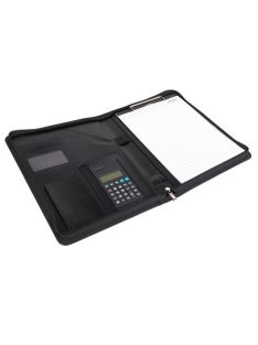 Konferencia mappa, A4, műbőr, számológéppel, fekete