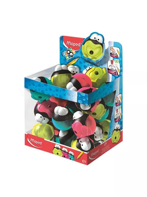 MAPED Hegyező display, egylyukú, tartályos, MAPED "Croc Croc", béka, vegyes színek