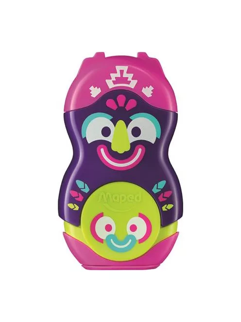 MAPED Hegyező és radír, egylyukú, tartályos, MAPED "Fancy", vegyes színek