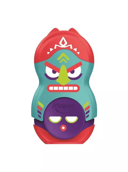 MAPED Hegyező és radír, egylyukú, tartályos, MAPED "Fancy", vegyes színek