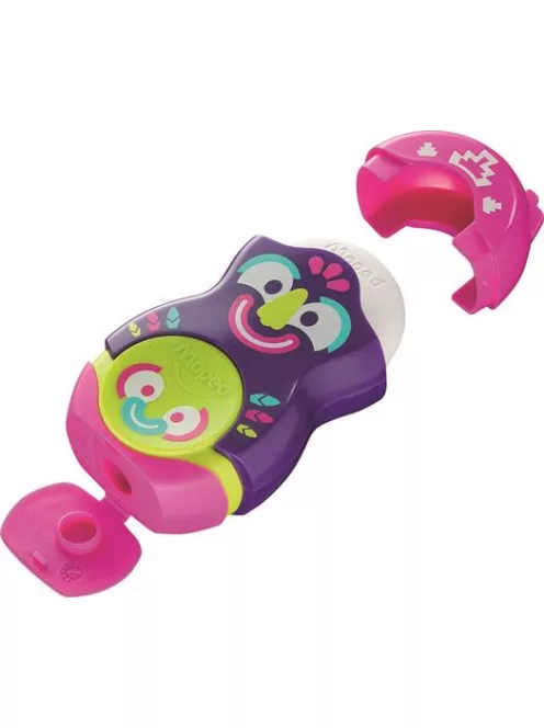 MAPED Hegyező és radír, egylyukú, tartályos, MAPED "Fancy", vegyes színek