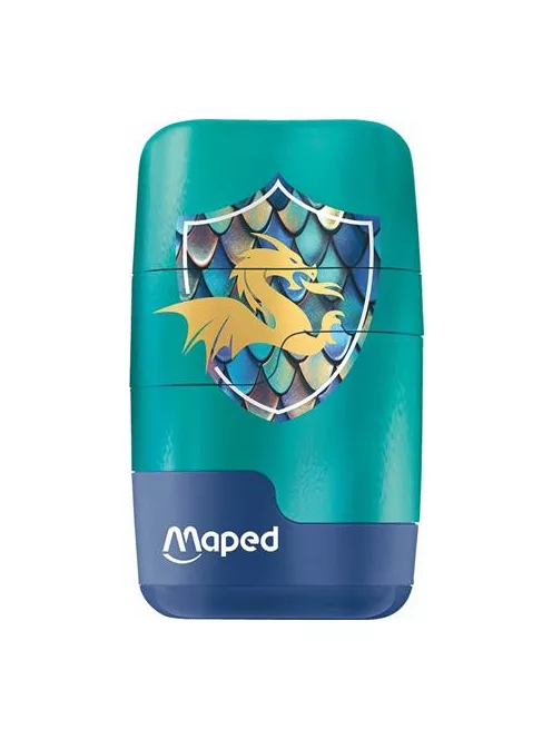 MAPED Hegyező és radír, kétlyukú, tartályos, pótradírral, MAPED "Connect Dragon", sárkány