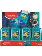 MAPED Hegyező és radír display, kétlyukú, tartályos, MAPED "Connect Dragon", sárkány