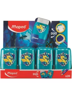   MAPED Hegyező és radír display, kétlyukú, tartályos, MAPED "Connect Dragon", sárkány