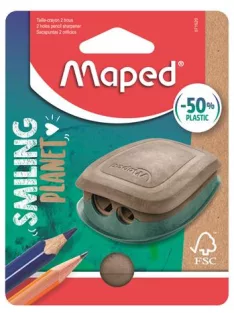   MAPED Hegyező, kétlyukú, tartályos, műanyag, FSC, MAPED "Smiling Planet"