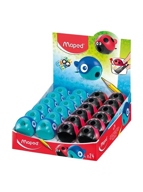 MAPED Hegyező display, egylyukú, tartályos, MAPED "Croc Croc Easy", katica és bálna, vegyes formák