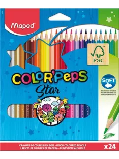   MAPED Színes ceruza készlet, háromszögletű, MAPED "Color'Peps Star", 24 különböző szín