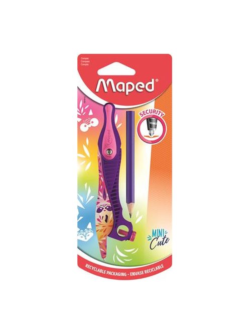 MAPED Körző, ceruzával és adapterrel, MAPED "Mini Cute", vegyes színek