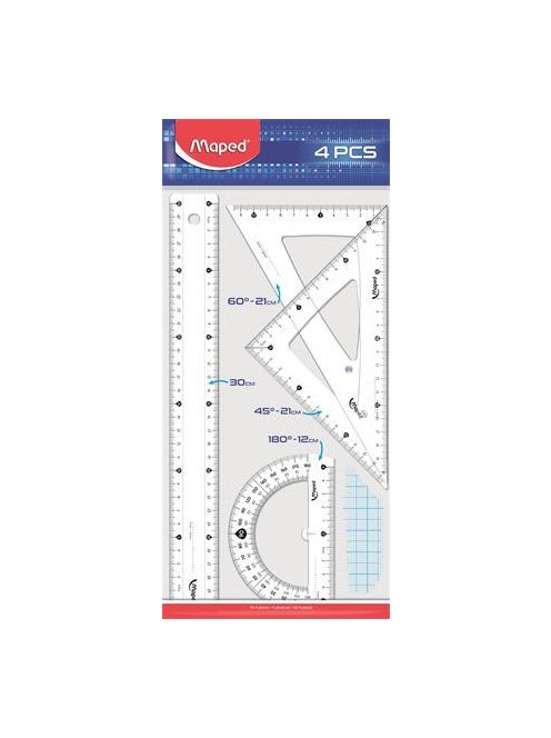 MAPED Vonalzókészlet, nagy, műanyag, 4 darabos, MAPED "Start"