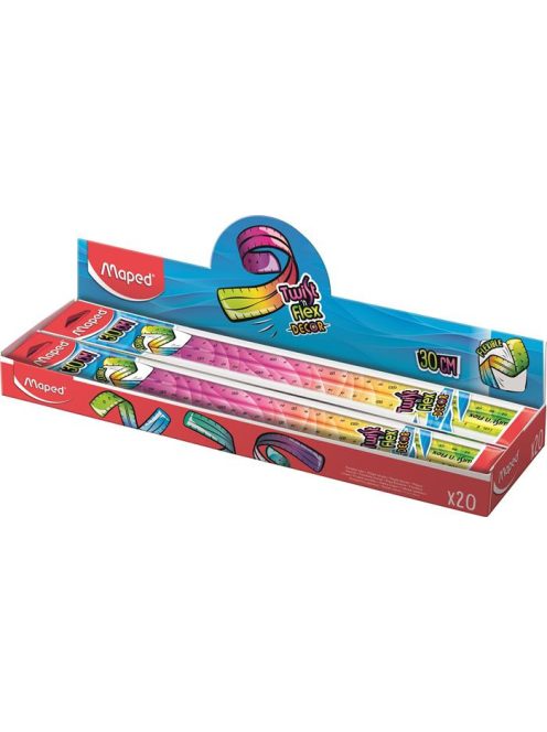 MAPED Vonalzó, műanyag, 30 cm, MAPED "Twist'n Flex Decor"