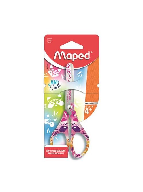 MAPED Olló, iskolai, 13 cm, MAPED "Mini Cute", vegyes színek