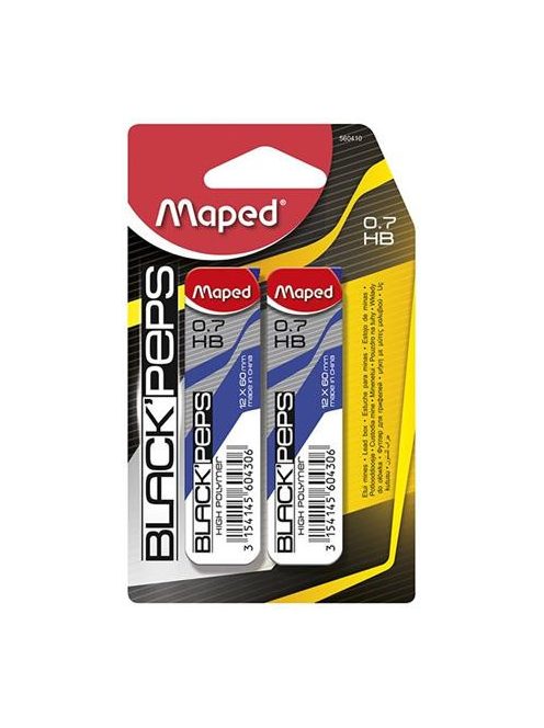 MAPED Grafitbél, 0,7 mm, HB, 2x12 szálas, MAPED "Black Peps"