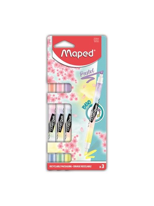 MAPED Szövegkiemelő készlet, 1-5 mm, kétvégű, MAPED "Fluo Peps Duo", 6 különböző pasztell szín