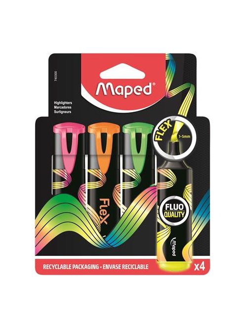 MAPED Szövegkiemelő készlet, 1-5 mm, MAPED "Fluo Peps Flex", 4 különböző szín