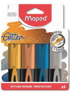   MAPED Szövegkiemelő készlet, 1-5 mm, MAPED "Glitter Fluo Peps", 4 különböző metálfényű szín