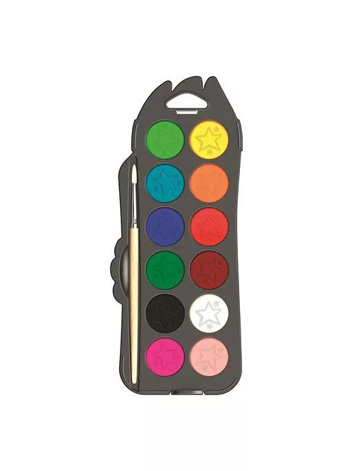 MAPED Vízfesték, 12 szín, 30 mm átm/szín + ajándék ecset, MAPED