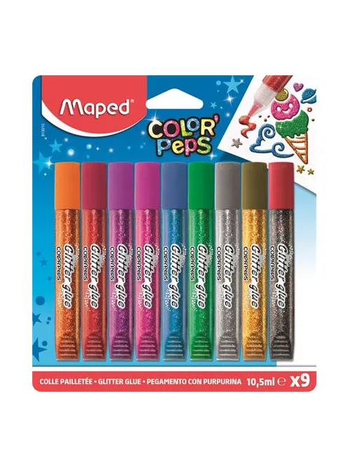 MAPED Csillámos ragasztó, MAPED "Color'Peps", 9 különböző szín