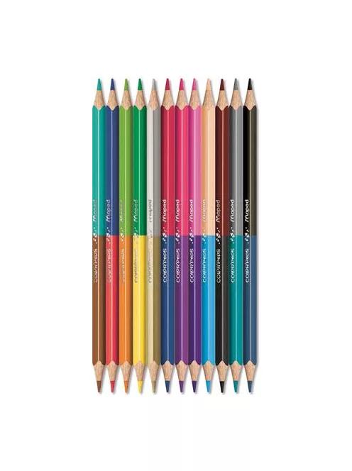 MAPED Színes ceruza készlet, kétvégű, háromszögletű, MAPED "Color'Peps Duo", 24 különböző szín