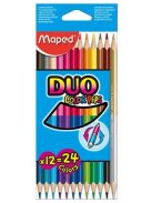 MAPED Színes ceruza készlet, kétvégű, háromszögletű, MAPED "Color'Peps Duo", 24 különböző szín
