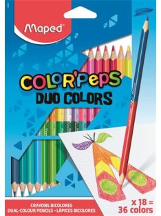   MAPED Színes ceruza készlet, háromszögletű, kétvégű, MAPED "Color'Peps Duo", 36 különböző szín