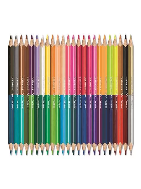 MAPED Színes ceruza készlet, háromszögletű, kétvégű, MAPED "Color'Peps Duo", 48 különböző szín