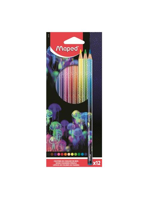 MAPED Színes ceruza készlet, háromszögletű, MAPED "Deepsea Paradise", 12 különböző szín