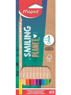   MAPED Színes ceruza készlet, háromszögletű, FSC, MAPED "Smiling Planet", 12 különböző szín