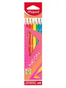 MAPED Színes ceruza készlet, háromszögletű, MAPED "Neon", 6 különböző szín