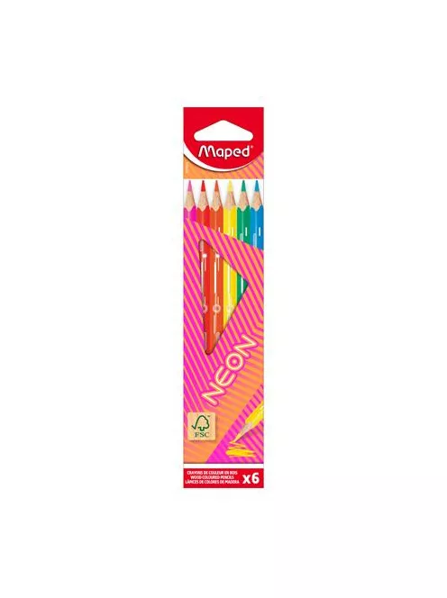 MAPED Színes ceruza készlet, háromszögletű, MAPED "Neon", 6 különböző szín