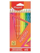 MAPED Színes ceruza készlet, háromszögletű, MAPED "Neon", 12 különböző szín