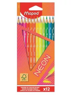   MAPED Színes ceruza készlet, háromszögletű, MAPED "Neon", 12 különböző szín