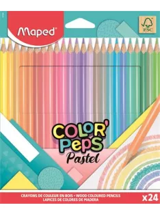   MAPED Színes ceruza készlet, háromszögletű, MAPED "Color'Peps Pastel", 24 különböző pasztell szín