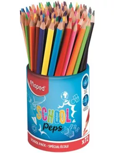   MAPED Színes ceruza készlet, háromszögletű, ceruzatartó, MAPED "School Peps"