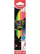 MAPED Színes ceruza készlet, háromszögletű, MAPED "Color'Peps Star Fluo", 6 különböző szín