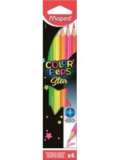   MAPED Színes ceruza készlet, háromszögletű, MAPED "Color'Peps Star Fluo", 6 különböző szín