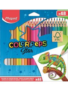   MAPED Színes ceruza készlet, háromszögletű, MAPED "Color'Peps Star", 48 különböző szín