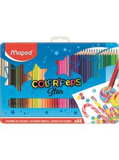   MAPED Színes ceruza készlet, háromszögletű, fém doboz, MAPED "Color'Peps Star", 48 különböző szín