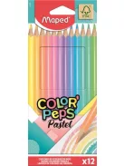 MAPED Színes ceruza készlet, háromszögletű, MAPED "Color'Peps Pastel", 12 különböző pasztell szín