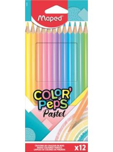   MAPED Színes ceruza készlet, háromszögletű, MAPED "Color'Peps Pastel", 12 különböző pasztell szín