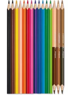   MAPED Színes ceruza készlet, háromszögletű, MAPED "Color'Peps World", 12 különböző szín + 3 kétvégű bőrtónus ceruza