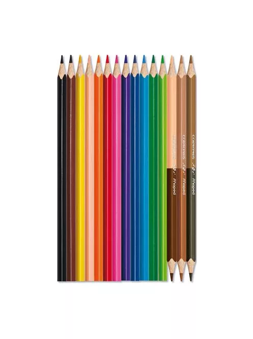 MAPED Színes ceruza készlet, háromszögletű, MAPED "Color'Peps World", 12 különböző szín + 3 kétvégű bőrtónus ceruza
