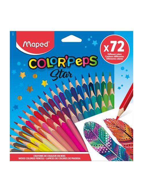 MAPED Színes ceruza készlet, háromszögletű, MAPED "Color'Peps Star", 72 különböző szín