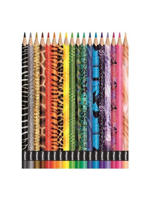 MAPED Színes ceruza készlet, háromszögletű, MAPED "Color'Peps Animal", 18 különböző szín