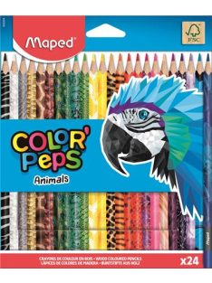   MAPED Színes ceruza készlet, háromszögletű, MAPED "Color'Peps Animal", 24 különböző szín