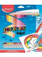 MAPED Színes ceruza készlet, háromszögletű, radírozható, MAPED "Color'Peps Oops", 24 különböző szín