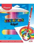 MAPED Színes ceruza készlet, háromszögletű, radírozható, MAPED "Color'Peps Oops", 24 különböző szín