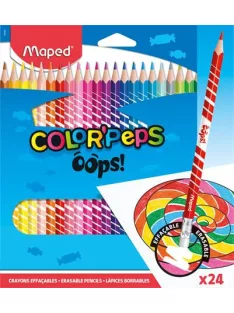   MAPED Színes ceruza készlet, háromszögletű, radírozható, MAPED "Color'Peps Oops", 24 különböző szín