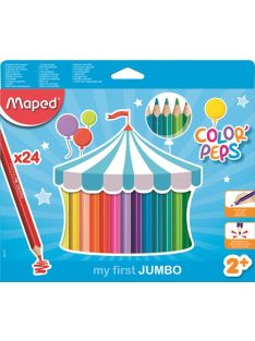   MAPED Színes ceruza készlet, háromszögletű, vastag, MAPED "Jumbo", 24 különböző szín